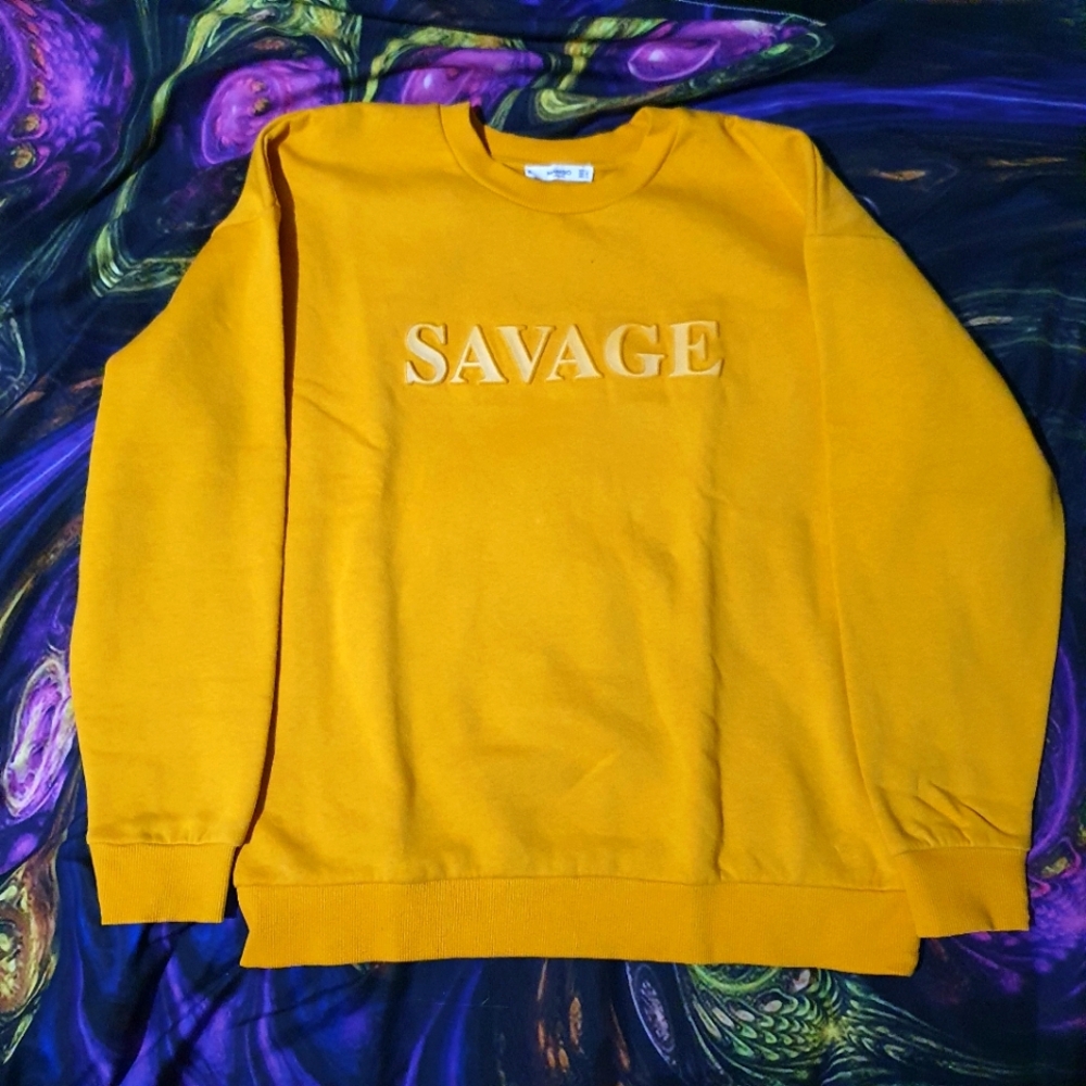 M - Mango Yellow "SAVAGE" Long Sleeve Pullover